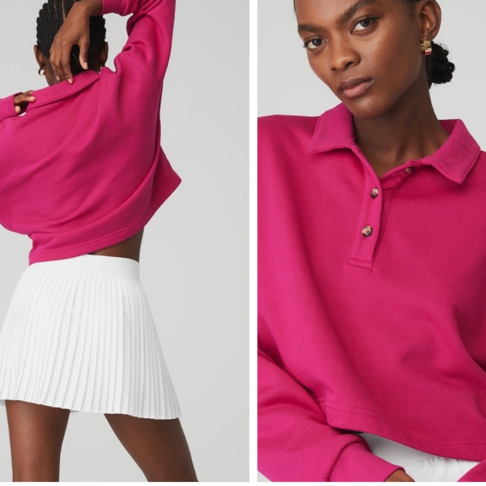 Alo Polo Henley Hot Pink M